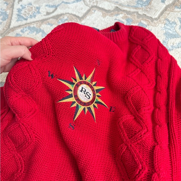 Vintage Nautical cable knit deep red sweater, crew neck by Regatta Sport size XL - Picture 7 of 10